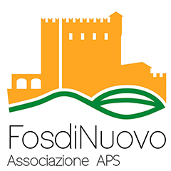 Logo dell'associazione FosdiNuovo che mostra il castello stilizzato su una foglia verde